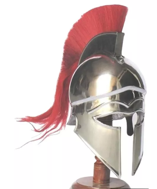 Medieval Greek Corinthian Armour Helmet with Red Plume Knight Spartan Helmet