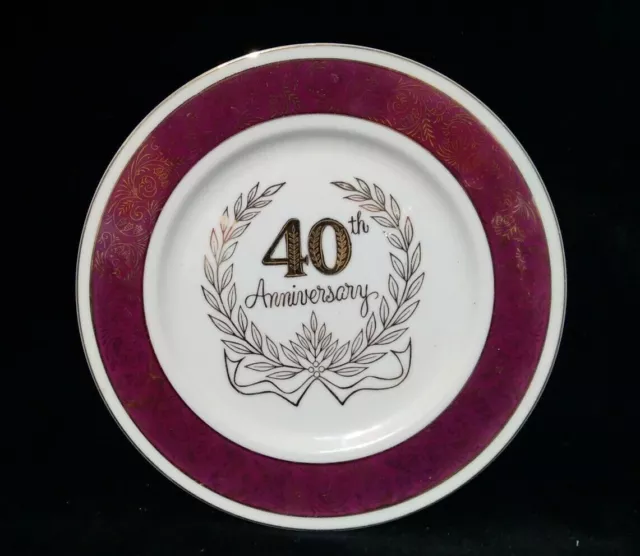 Norcrest 40Th Anniversary Plate Reds Golds  10.75"D  An-840