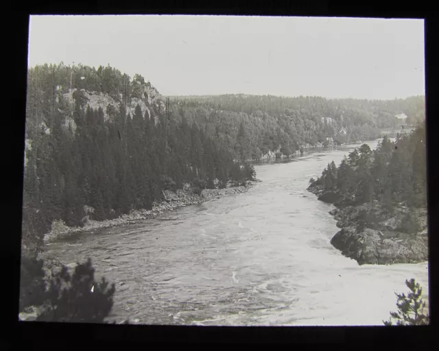 Glas magische Laterne Rutsche WASSERFALL IN TROLLHATTAN C1890 SCHWEDEN