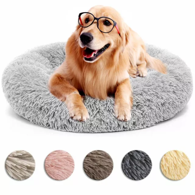 Plush Pet Bed Calming Donut Dog Bed Cat Bed Round Cuddler Nest Cushion Beds Mat