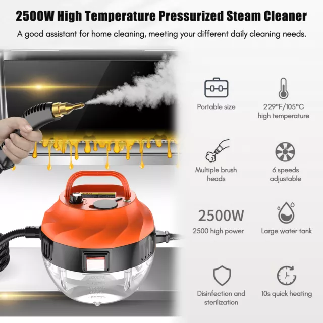 2500W Portable Car Steam Cleaner Fast Heating Steamer Household Cleaning Machine