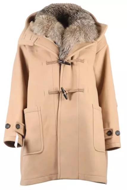 Moncler Fox Fur And Wool Blend Coat Uk 8