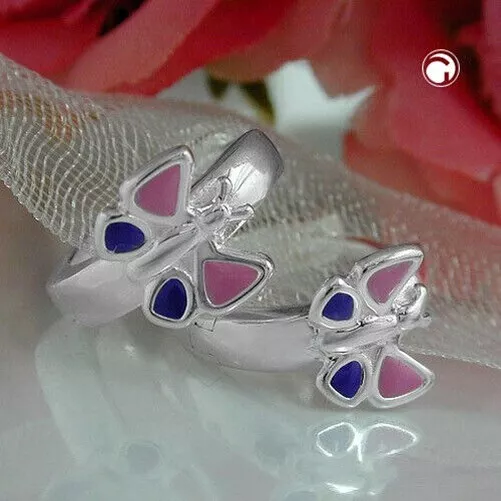 Créole 12x7mm Charnière Pliable Papillon Pinklila Argent 925