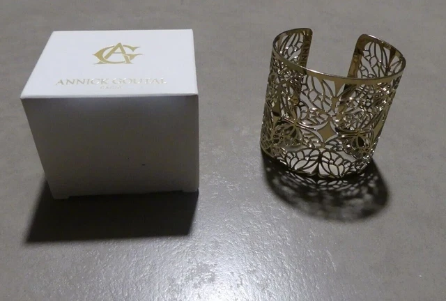 Bracelet Manchette Large Doré Ciselé - Signé Annick Goutal Paris - Occasion Très Bon état