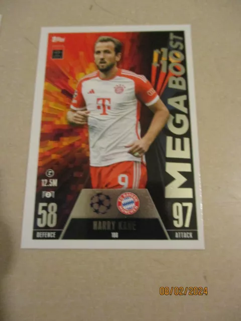 Topps Match Attax Extra CL 2023-24 188 Harry Kane Mega Boost Bayern Munich