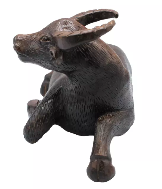 VINTAGE WOOD HAND CARVED WATER BUFFALO, OX, BULL Sculpture Figurine Collectable 3