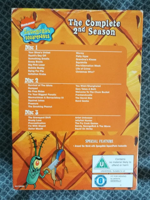 RARE SPONGEBOB SQUAREPANTS Complete Second Season 2 DVD Box Set REGION ...