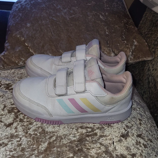 Scarpe da ginnastica Adidas Tensaur bianche ""righe multicolore"" taglia 2