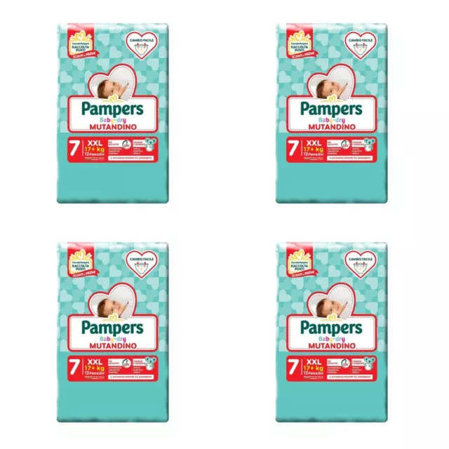 Pampers Baby Dry Mutandino Misura 7 XXL 17Kg+ (52 Pannolini)