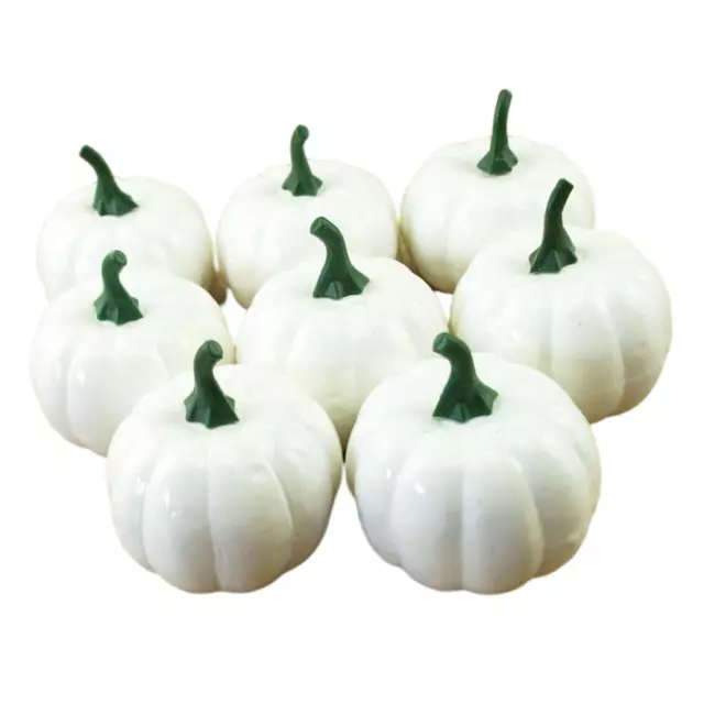 8Pcs White Artificial Pumpkins Autumn Harvest for Halloween Table Decor