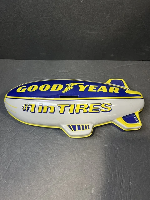 Vintage GOODYEAR BLIMP AIRCRAFT TIN PIGGY BANK  TIRE ADVERTISING