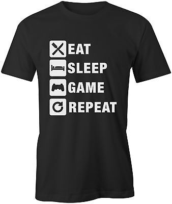 EAT Sleep Gioco Ripetere Gaming Gamer T-shirt Xbox Playstation Unisex