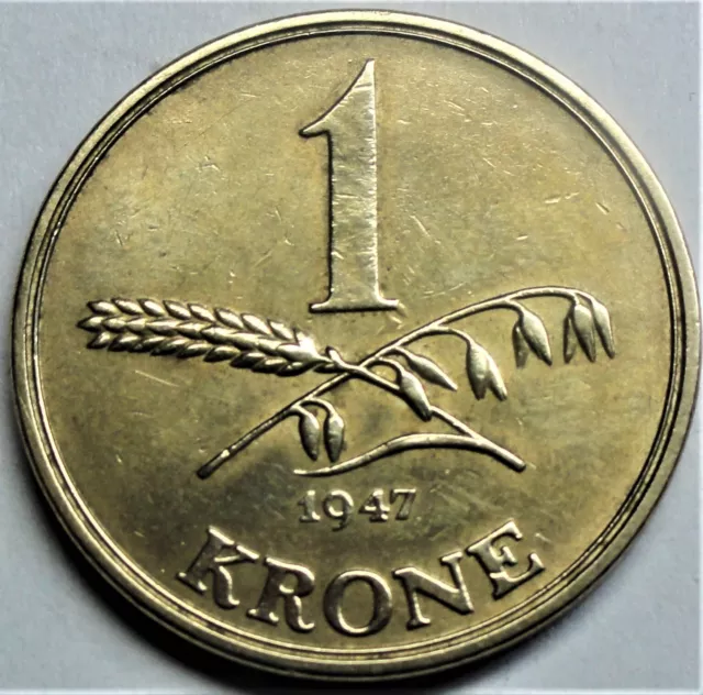 Dänemark 1 Krone 1947 -Alu-Bronze- König CHRISTIAN X. -vz-st/ xf-unc erhalten