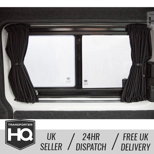 BLACK VW TRANSPORTER T5 / T6 Sliding Door Passenger Side Curtains PRM
