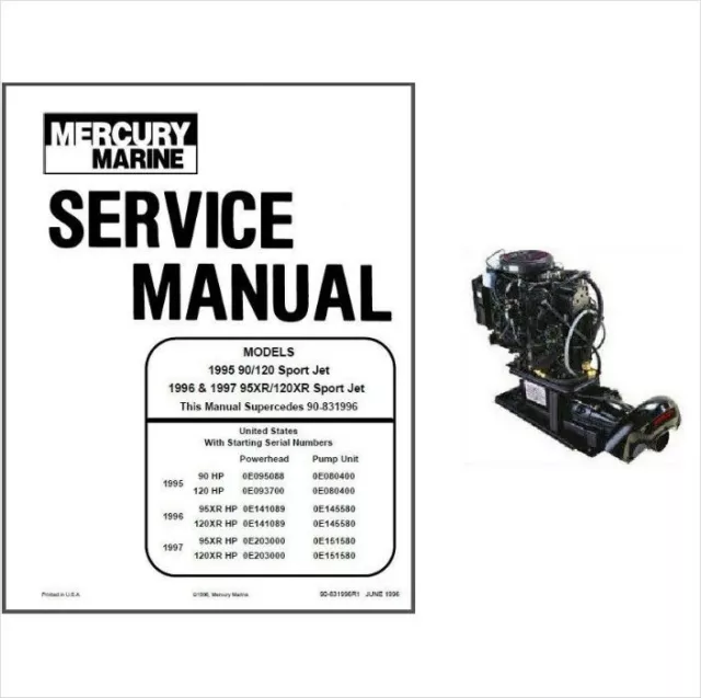 Mercury 90 120 95XR 120XR Sport Jet Outboard Service Repair Manual CD  95 120 XR