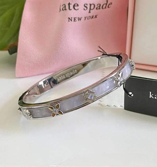 SIGNED KATE SPADE New York Heritage Bloom Hinged Bangle SILVER
