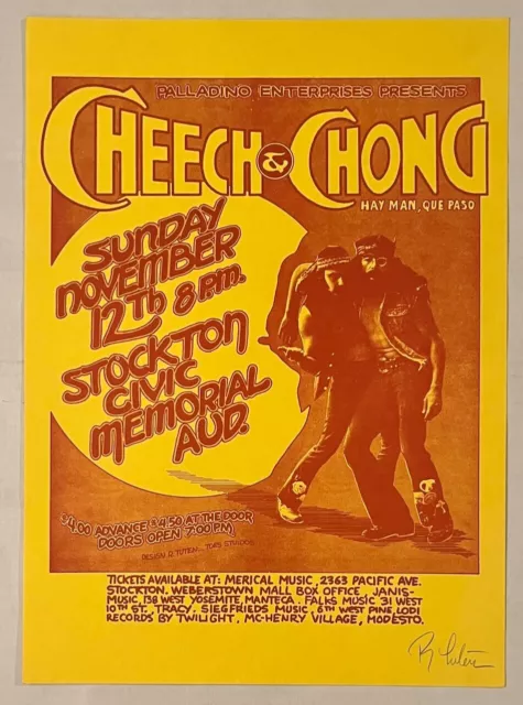 Cheech & Chong Stockton Memoriale Auditorium 1972 Concerto Poster Tutankhamon