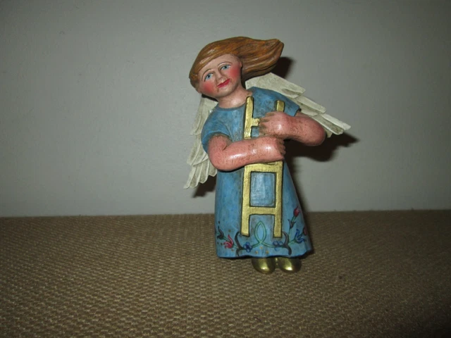 Midwest of Cannon Falls LEO SMITH Folk Art Angel w/ Ladder ~ Numbered & Signed