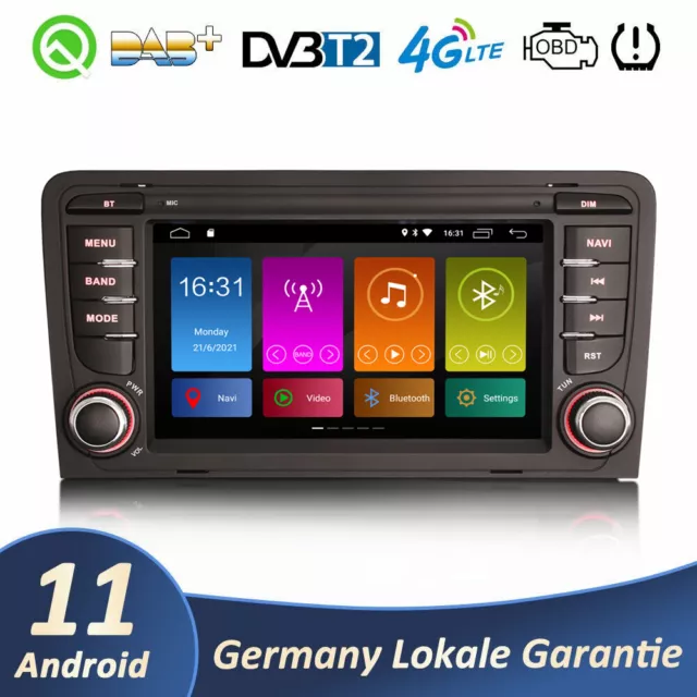 Android 11 Audi A3 S3 RS3 RNSE-PU Autoradio Navi CarPlay 32Go DAB+ DVR FM Canbus