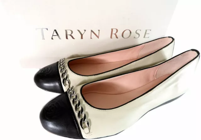 Taryn Rose Paola Flats Rose Chain Cap Toe Ballerina Shoes Flat Pumps 8.5 2