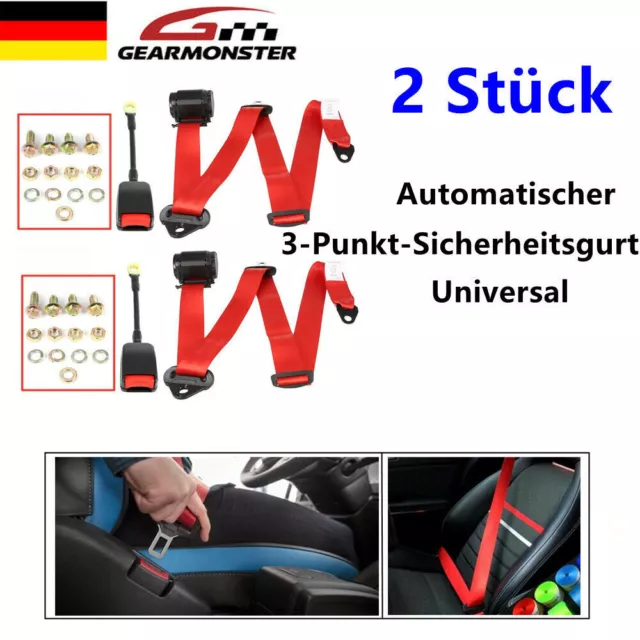 2 SET 3 punti cintura automatica cintura di sicurezza universale rosso con  frusta TÜV EUR 50,23 - PicClick IT