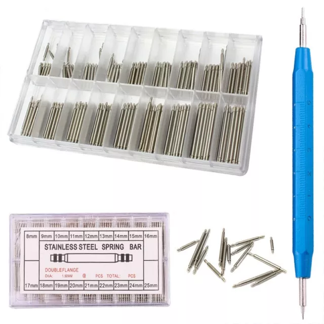 270pcs/set Strainless Steel Spring Bars 8-25mm Watch band Strap Repair Tools Pin