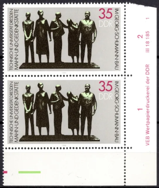 DDR 1984 Mi.Nr. 2897 ** postfrisch Eckrand mit DV Druckvermerk FN 1