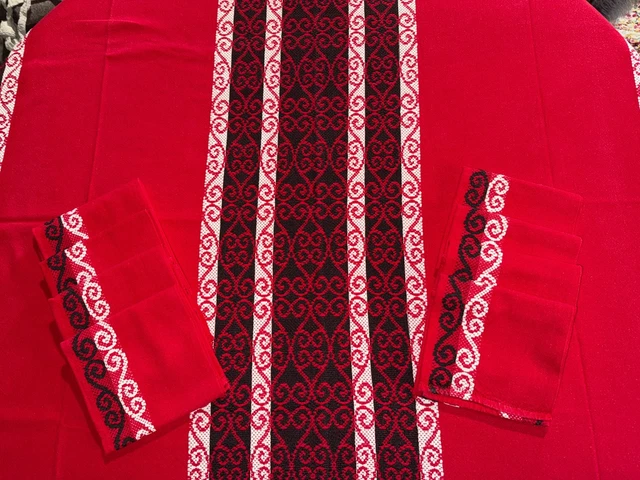 Lot De 8 Serviettes De Table Georges Moutet - Métis Jaune/blanc - Linge Basque Avant 1941