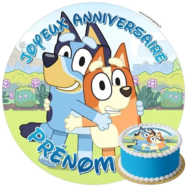 Décor Comestible Bluey Pour Gâteau - Disque Azyme Imprimé Diamètre 20cm, Fait En France