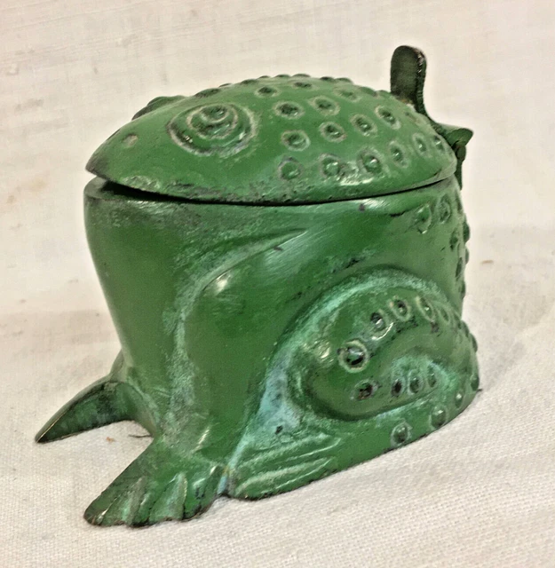 Rare Antique Art Deco Bullfrog Inkwell, Cast Bronze / Brass, French? c. 1910-30s