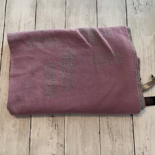 Preowned Coach Wool And Cashmere Purple Grey Scarf Womens