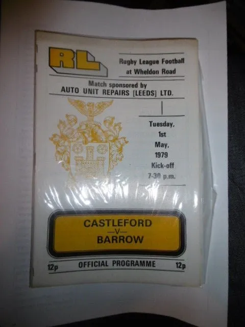 Castleford v Barrow 1st May 1979 League Match @ Wheldon Road, Castleford