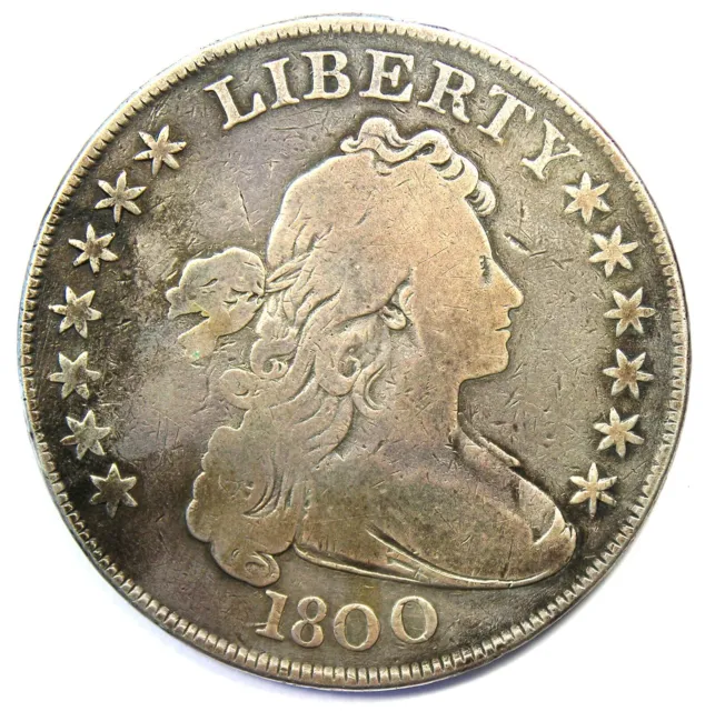 1800 Draped Bust Silver Dollar $1 Coin - Fine Details - Rare Early Coin!