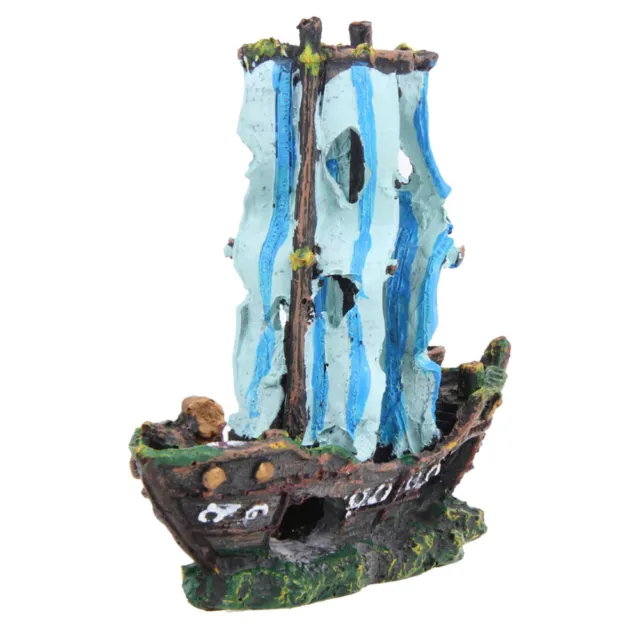 Desk Topper Pirate Ship Fish Tank Scenery Decoration Ornament Aquarium