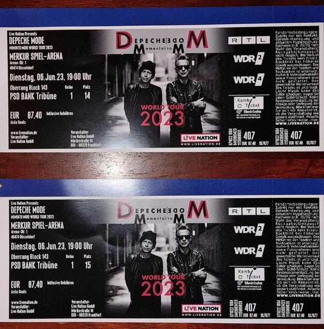 2x DEPECHE MODE Tickets Düsseldorf 06.06.2023 SITZPLÄTZE Konzert Merkur Arena 