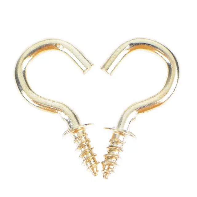 50Pcs 1Inches Heavy Screw Hooks Brass Plated Cup Hook Shouldered Screw Hanging