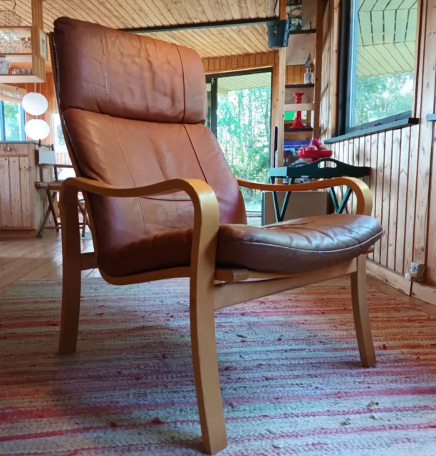 Chair Vintage 60er Leather Relaxing Easy Bruno Mathsson Age Danish 3a