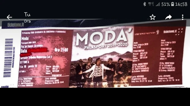 Cedo biglietto per il concerto dei Modà che si terrà a Catania il 13 maggio 2022