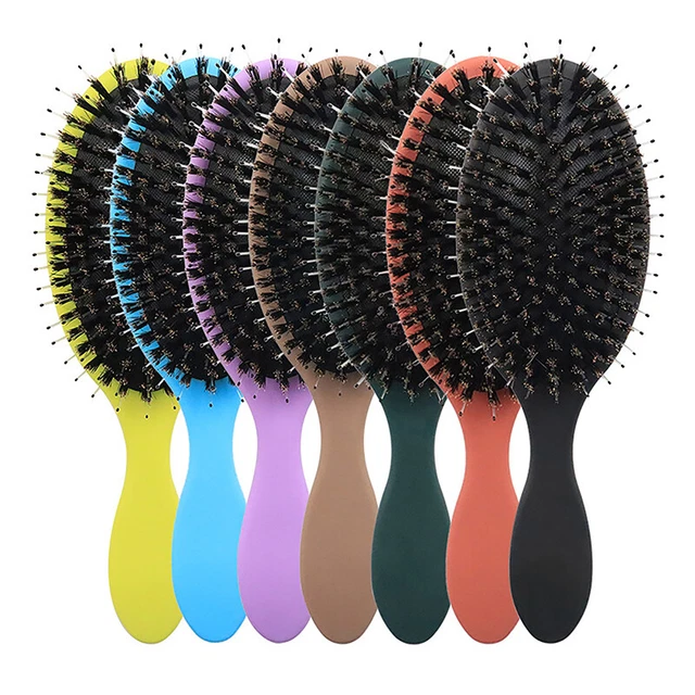 Boar Bristle & Nylon Hair Brush Oval Anti-static Paddle Comb Scalp Massage BII