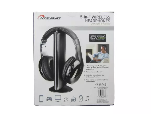 New boxed Accelerate 5 in 1 wireless built in receiver headphones