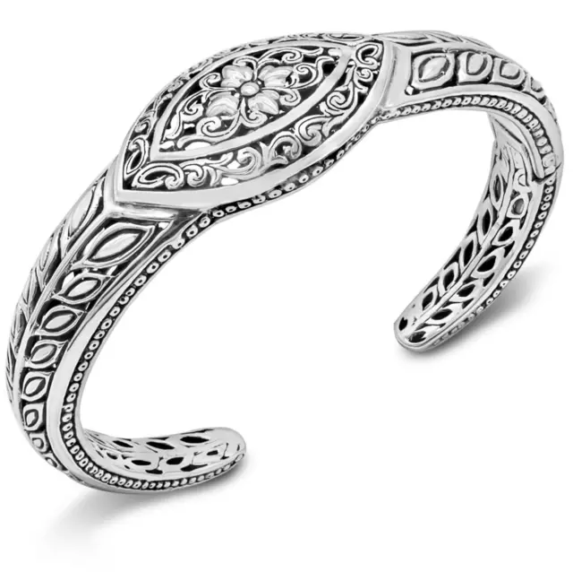 DEVATA Sterling Silver Flower Cuff Bracelet DHK3555SS MEDIUM