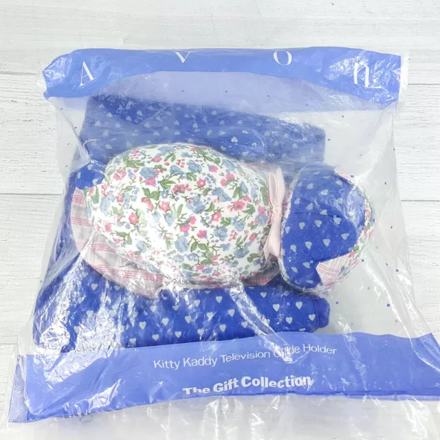 Vintage AVON Kitty Kaddy Stuffed Fabric TV Guide Book Holder Cat Caddy Pink NEW