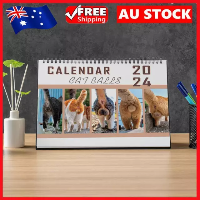 2024 Cat Buttholes Wall Calendar Hilarious 11.4x8.26in Prank Gift for Cat Lovers