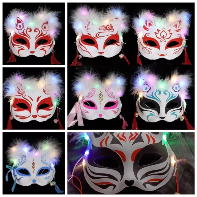 Anime Foxes Mask Luminous Face Cover Fun LED Mask  Halloween