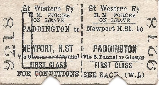 G.W.R. Edmondson Ticket - Newport High Street to Paddington