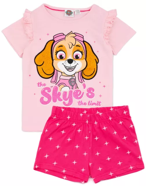 PAW Patrol Girls Pyjama Set | Pink Skye Short Sleeve T-Shirt & Shorts PJs