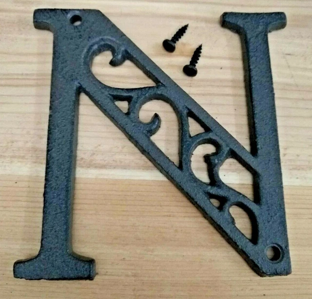 Alphabet House Letters N Antique Brown Cast Iron Metal Large 4.5" Indoor Outdoor