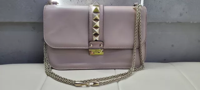 Valentino Poudre Rockstud Glam Medium Lock Shoulder Bag