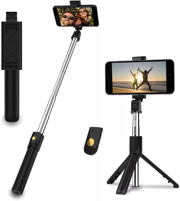 Bastone Selfie Treppiede, 3 in 1 Estensibile Portatile Selfie Stick, Rotazione
