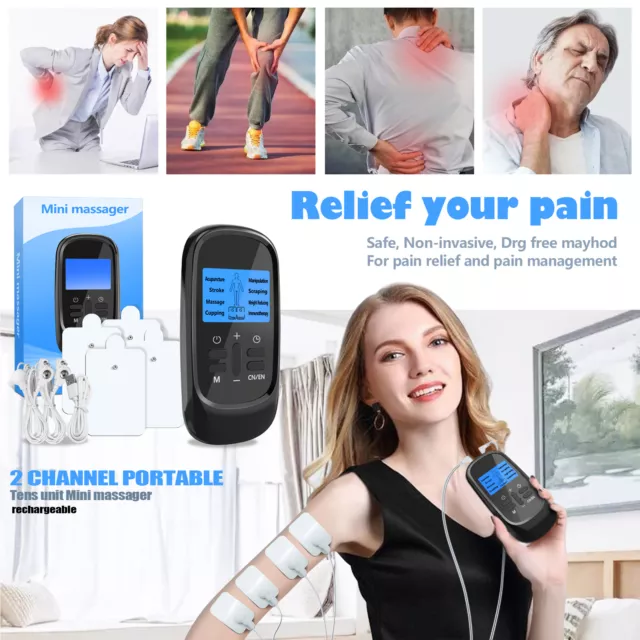 Tens Machine Unit Massager Rechargeable Muscle Stimulator Pain Relief Device